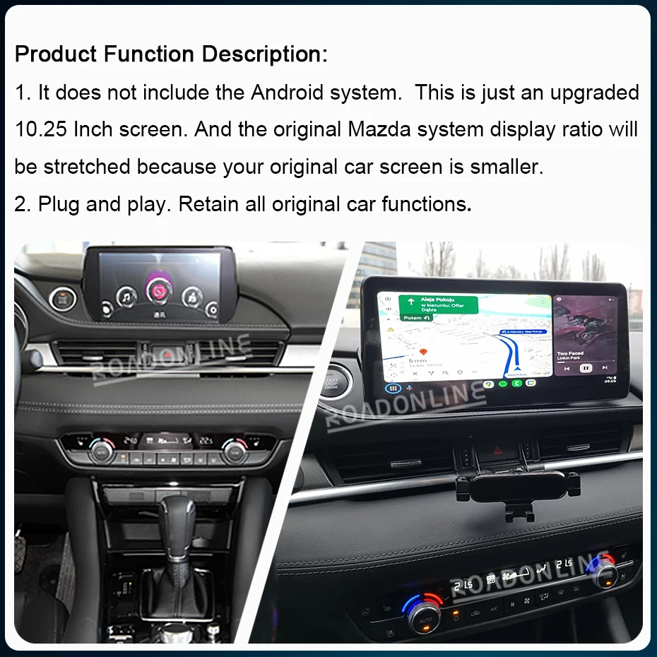 マツダ純正カースクリーンを拡大したQLED 10.25インチタッチスクリーン