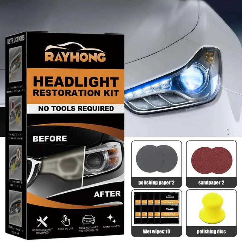 Headlight Cleaner And Restorer Kit Ceramic Car Headlight Cleaner Headlights  Polish Restore Kit No Power Tools Required For Car - AliExpress