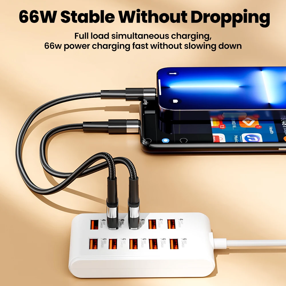 Multi-Port Fast Charging USB Desktop Station with 10 Charging Ports