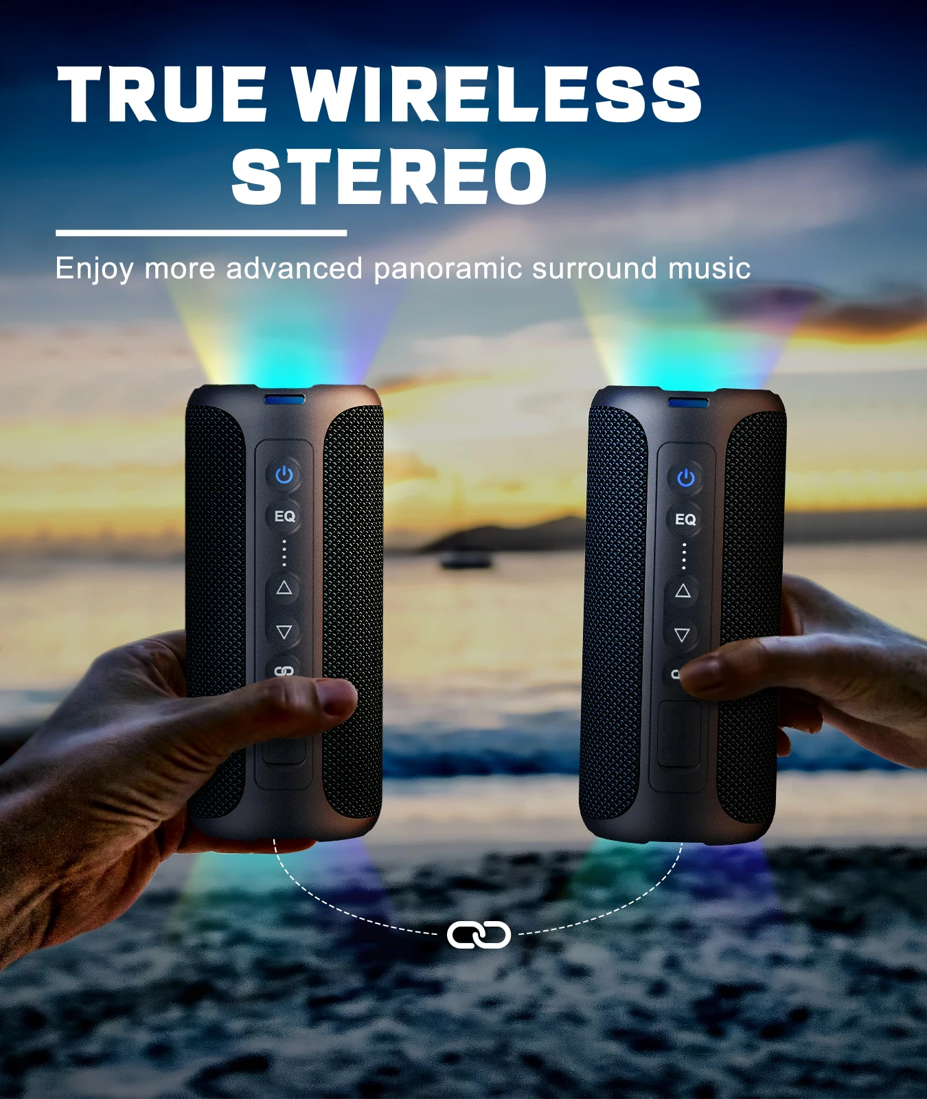 Фото Портативные Bluetooth-колонки Ortizan X8Pro, 40 Вт, IPX7, водонепроницаемая Беспроводная колонка с стереозвуком на 360 °, 30 часов воспроизведения, 6600 мАч №4