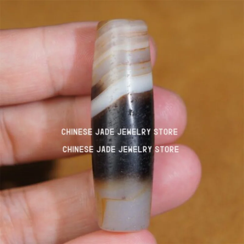 

Genuine Natural Banded Agate Old Tibetan DZI Beads Amulet Pendant GZI