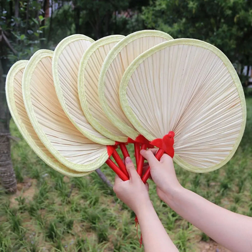 Portable Lightweight Handmade Hand Fan Manual Natural Palm-Leaf Fan Decoration Summer Cooling Accessories