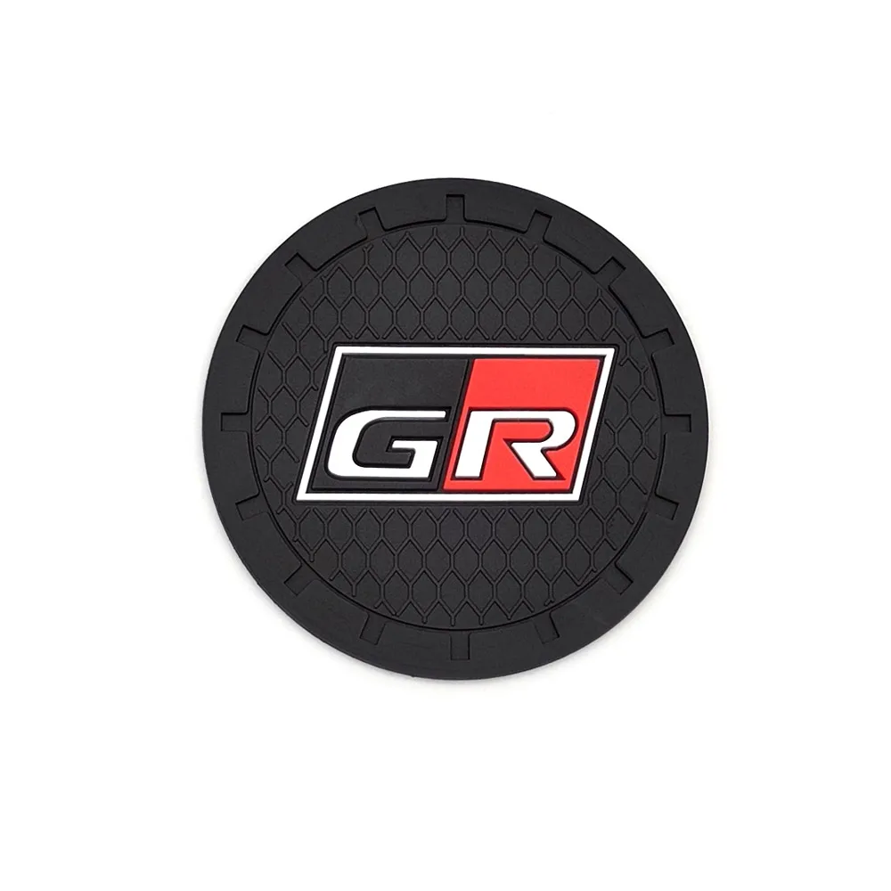 Car Coaster 2PCS/LOT 6.6CM Anti Slip Mat Water Cup Slot Decorate Accessories For Toyota GR Gazoo Racing
