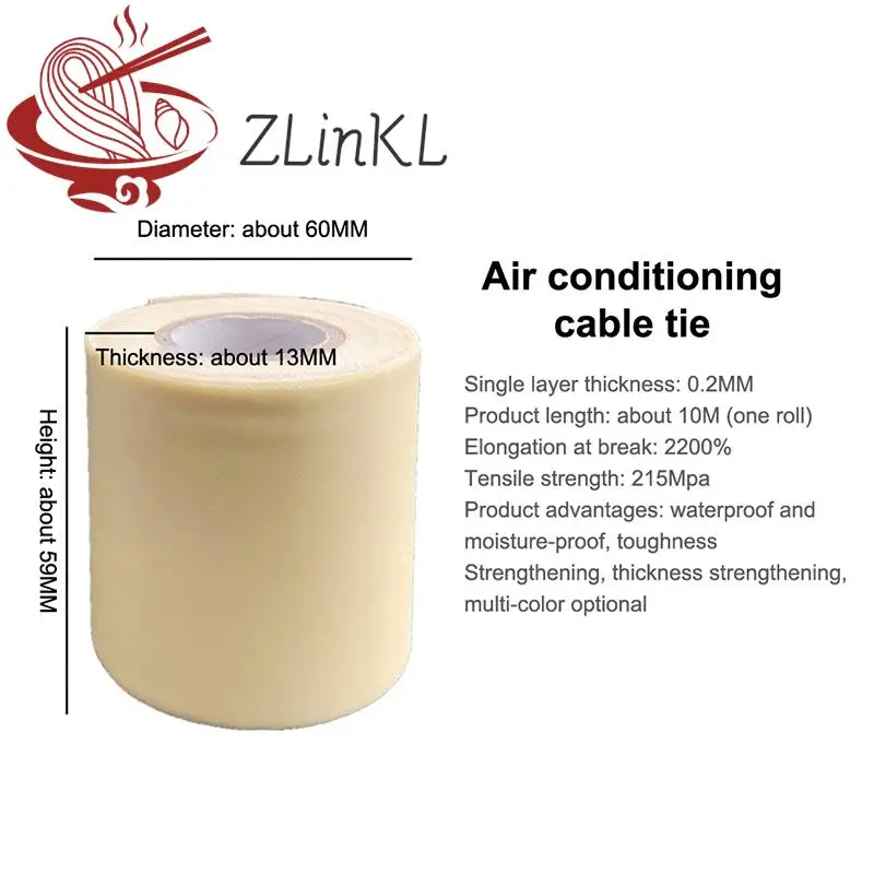 

10m/Roll Air Conditioning Tube Blinding Tape Insulation Pipe Wrapping Tape Good Ties