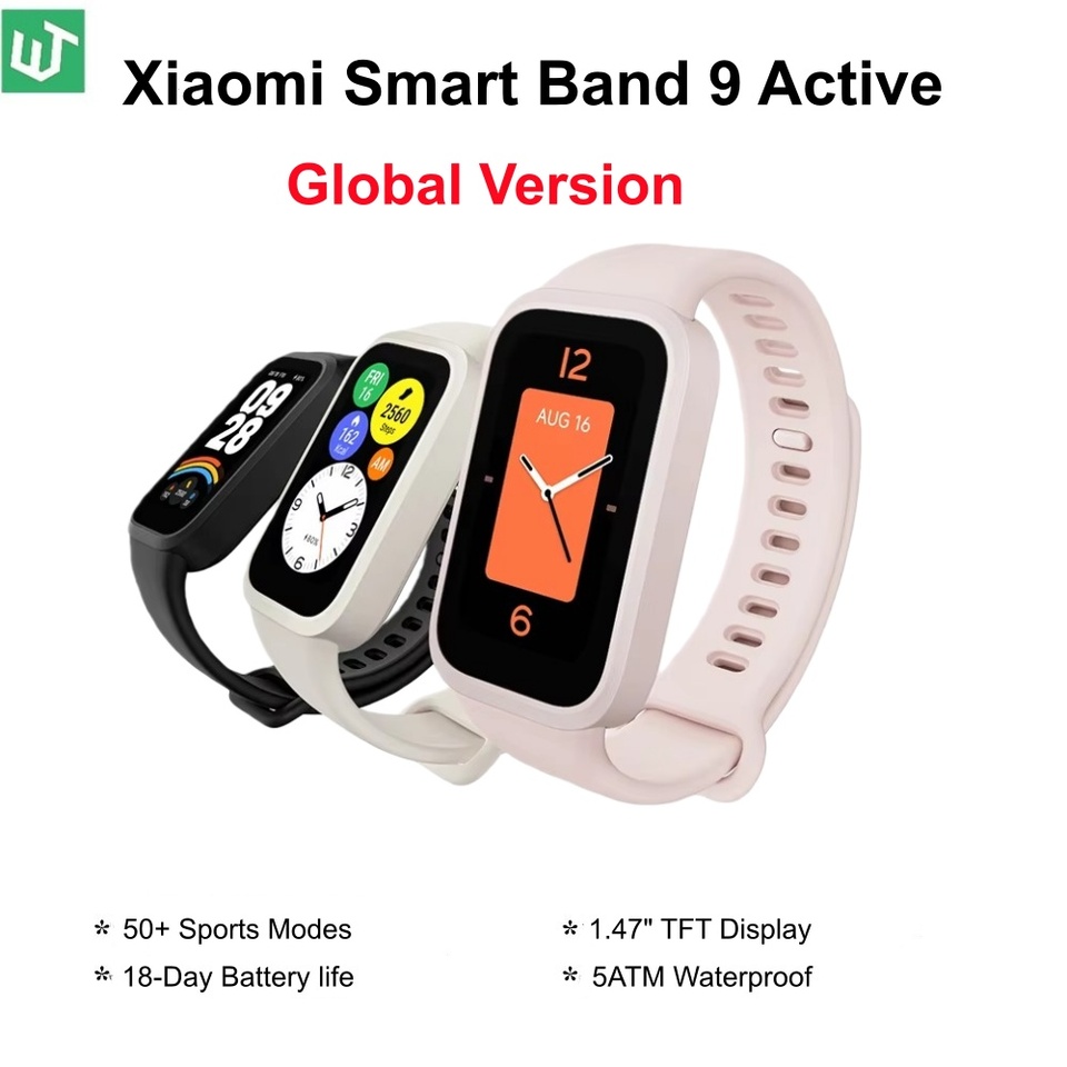Global Version Xiaomi Smart Band 9 Active 1.47'' Display Health Monitoring 5ATM Sports Bracelet Mi Fitness 18-days Battery Life