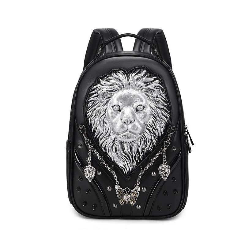 

3D Embossed Lion Backpack bags for Women travel computer bag unique Originality women Bag personality whimsical Cool Rock Bags