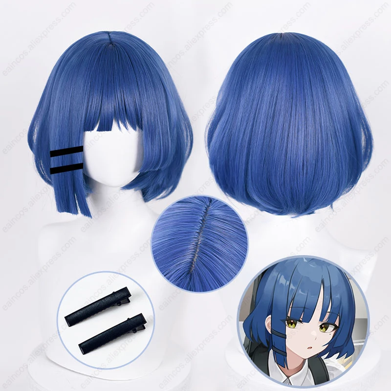 Парик для косплея аниме Yamada Ryo, термостойкие синтетические волосы с шпильками, 32 см, синие и серые