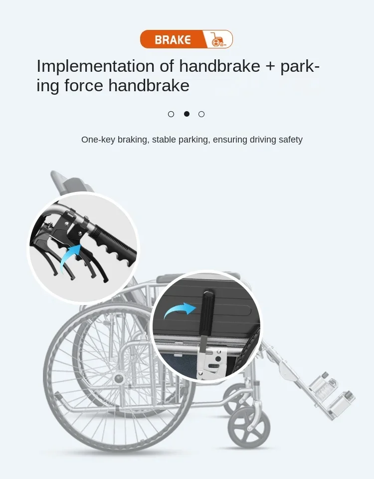 100kg load-bearing folding lightweight large wheel wheelchair walker scooter six-gear travel outdoor