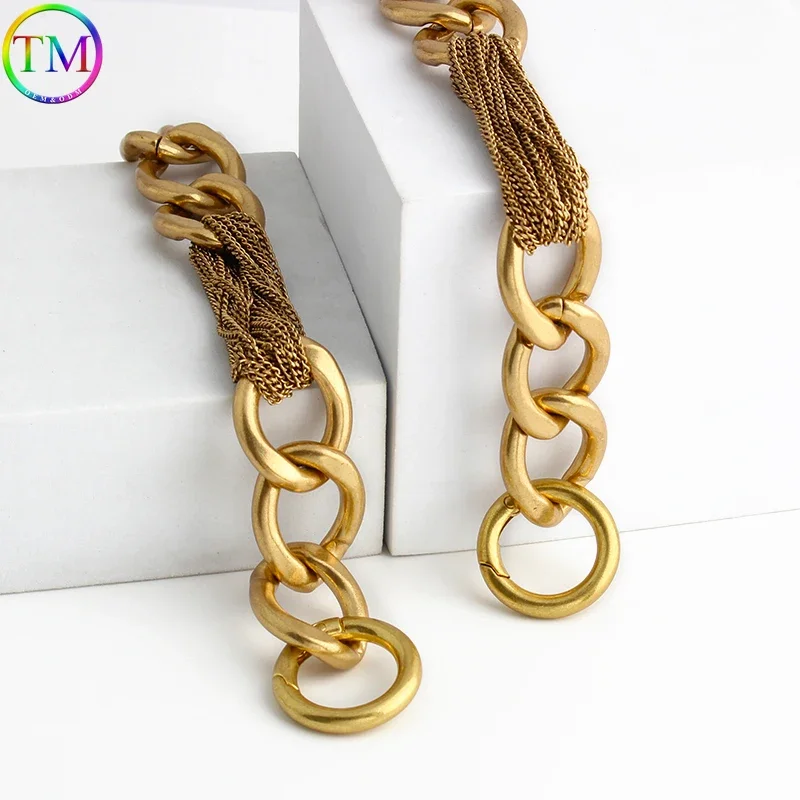 Satin Gold 24MM Width 52CM Length Heavy Metal Bag Chains With O Ring For Underarm Handbag Shoulder Strap Waist Belt Accessories