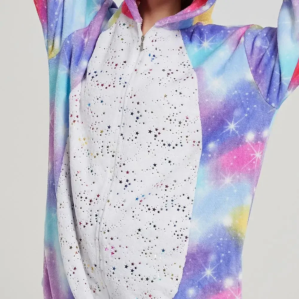 Adults Animal Onesies Unicorn Pajamas Sets Sleepwear Women Men Winter Unisex Unicornio Costumes Kids Cartoon Flannel Pajamas adult pajamas