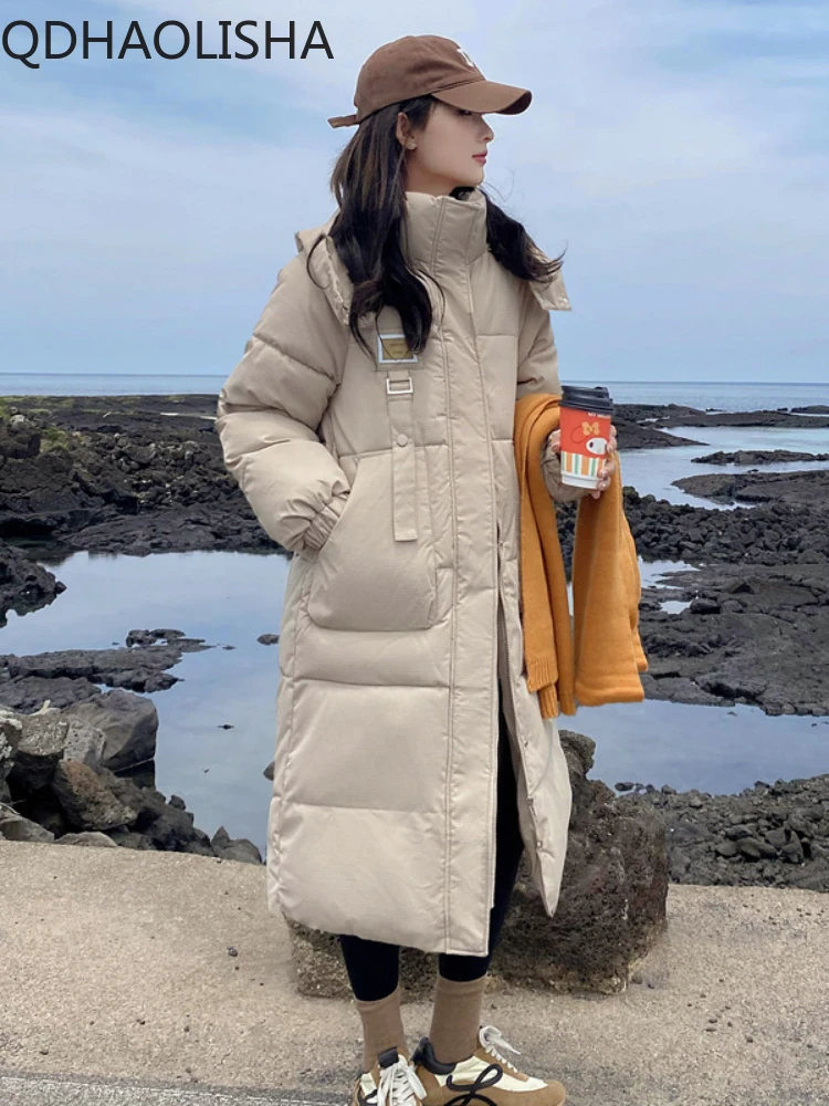 

Women's Jacket Long Cotton-padded Jacket Winter 2023 New in Korean Long Sleeved Hooded Zipper Thick Fashion New in Women Coat