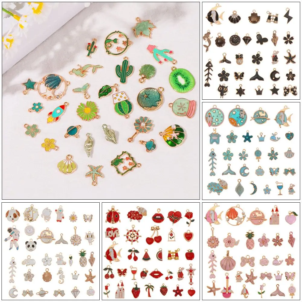 

31PCS Alloy Handmade Necklace Crafting Bracelet Earrings Animal Pendants Assorted Shapes Jewelry Making Enamel Charms