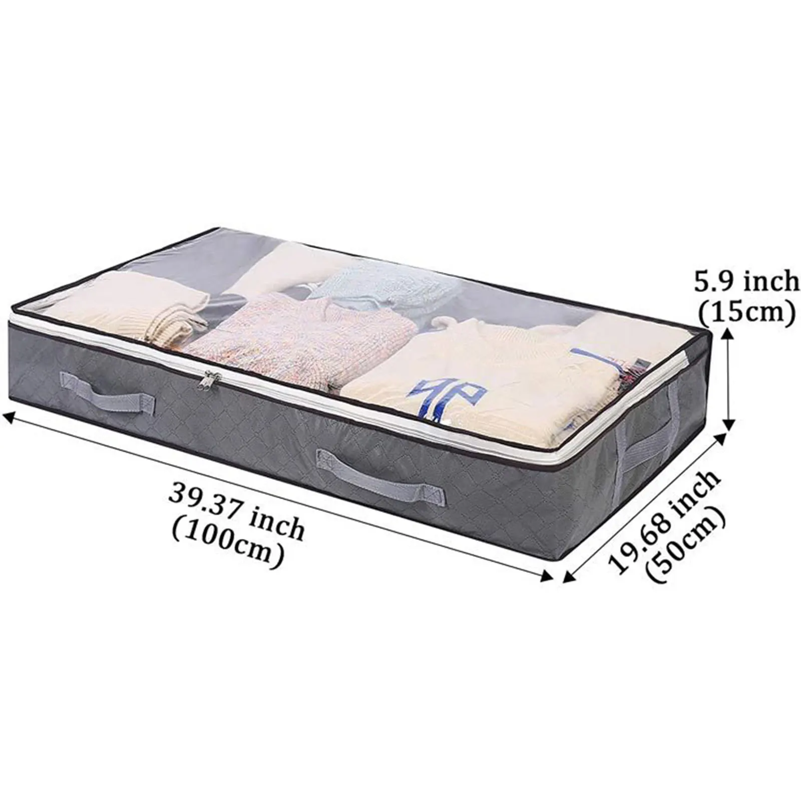 Foldable Under Bed Storage Bag Clothes Storage Bin with Clear Window & Handles Quilt Storage Container Multifunction for Bedroom 5