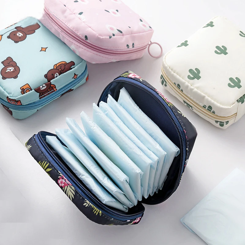 Women Small Cosmetic Bag Set Zipper Girls Mini Sanitary Napkins Makeup  Lipstick Bags Travel Earphone Coin Organizer Pouch Bags