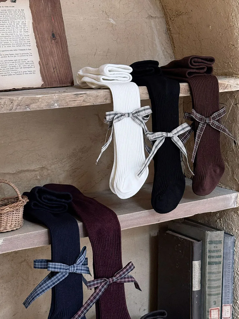 Autumn Kids Pantyhose Cute Solid Color Tights Girls High Waisted Pants