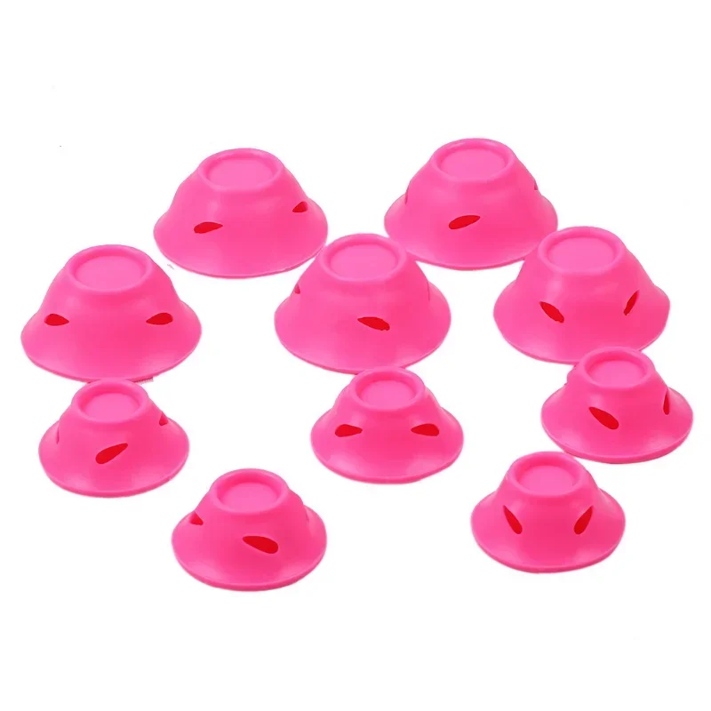 Pink Blue Silicone Hair Curler Soft Rubber Hair Care Rollers No Heat Styling Tool 20PCS