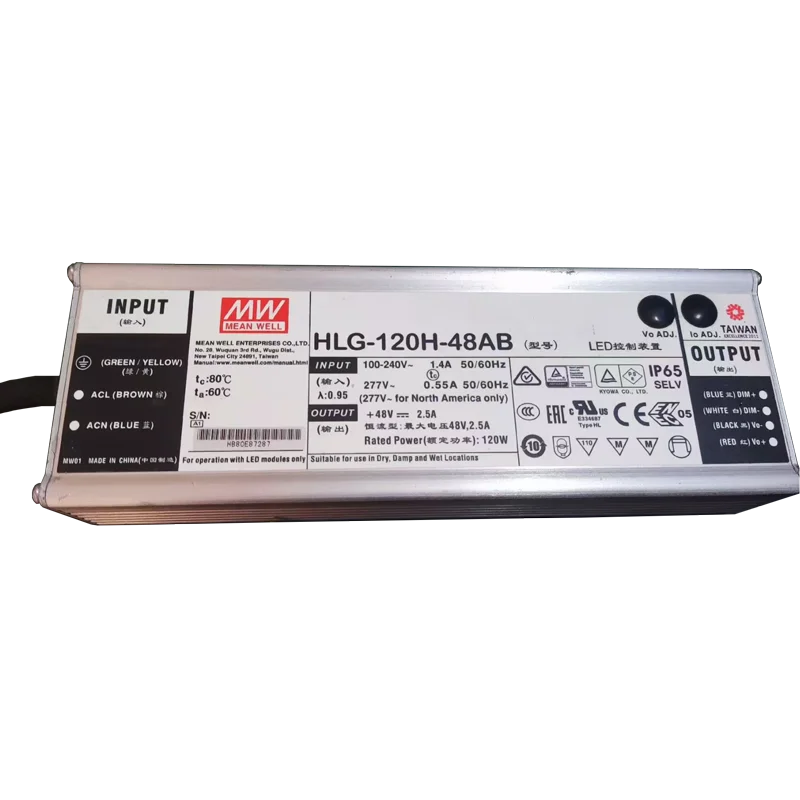 LM301H EVO Led Driver 120W Grow Light Quantum Board HLG-120H-48B/AB 48V Power Supply Dimmable Meanwell Waterproof Plants Indoor