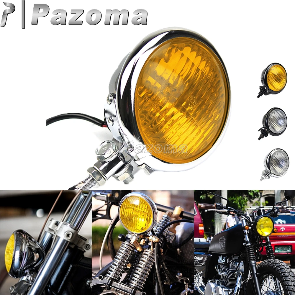 Headlight Motorcycle Retro Front Lamp H4 Bulb Headlamp For
