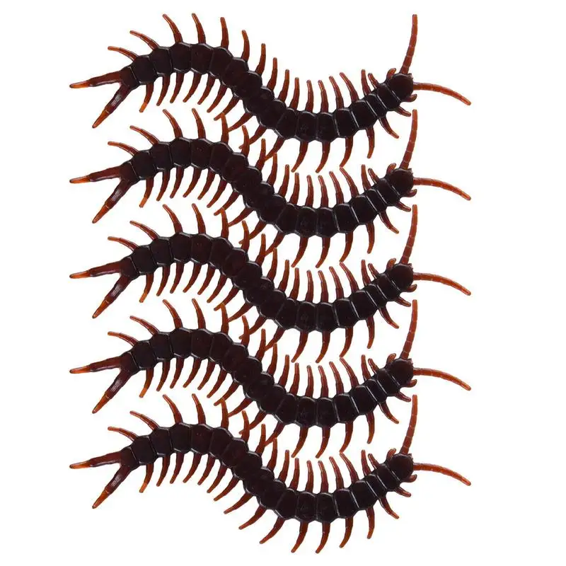 

Horror Halloween Millipedes Props 5pcs TPR Simulation Animal Model Children Tricks Toys Soft Gel Centipedes Prank Toys for Party