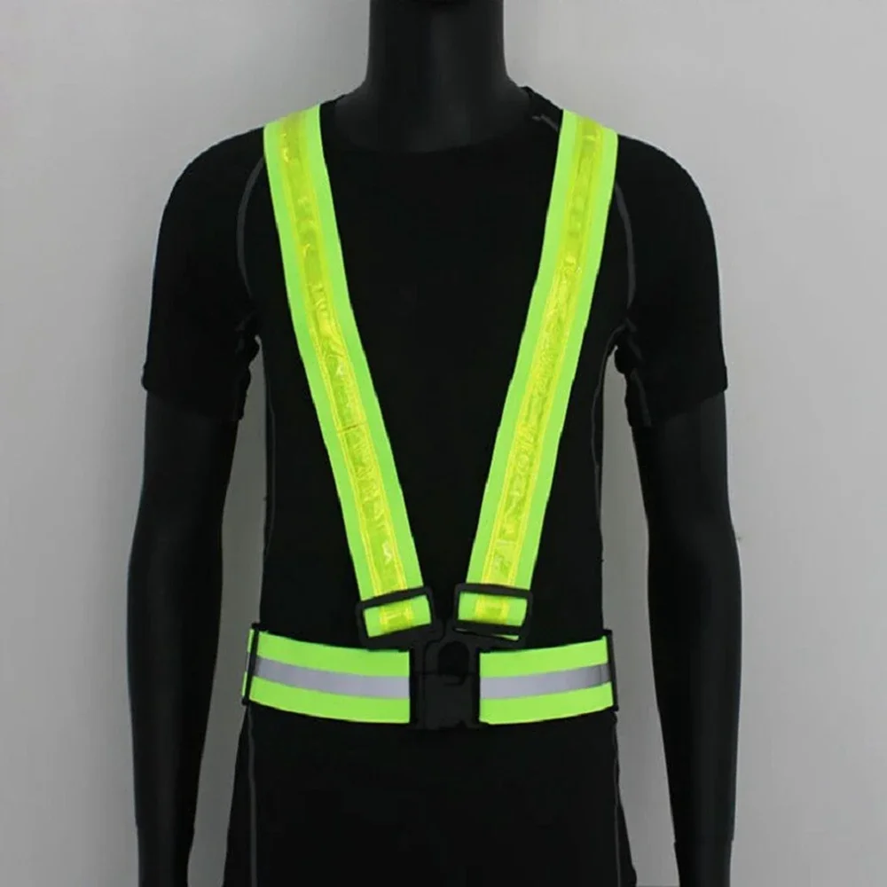 Cycling Vest Reflective Safety Vest Safety Vest High Visibility Reflection Vest Cycling Vest Reflective Safety Belt With LED Light Night Running Cycling Walking Jogging Vests