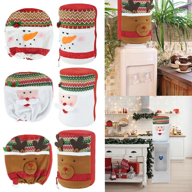 

1PC Christmas Decorations Water Dispenser Dust Proof Cloth Bucket Covers Santa Elk Snowman Pattern Home New Year Decor Supplies