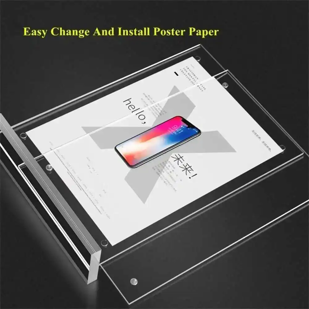 100*150mm Double Sided Clear Acrylic Menu Paper Holder Stand Plastic Table Sign Card Holder Desktop Message Poster Display Stand
