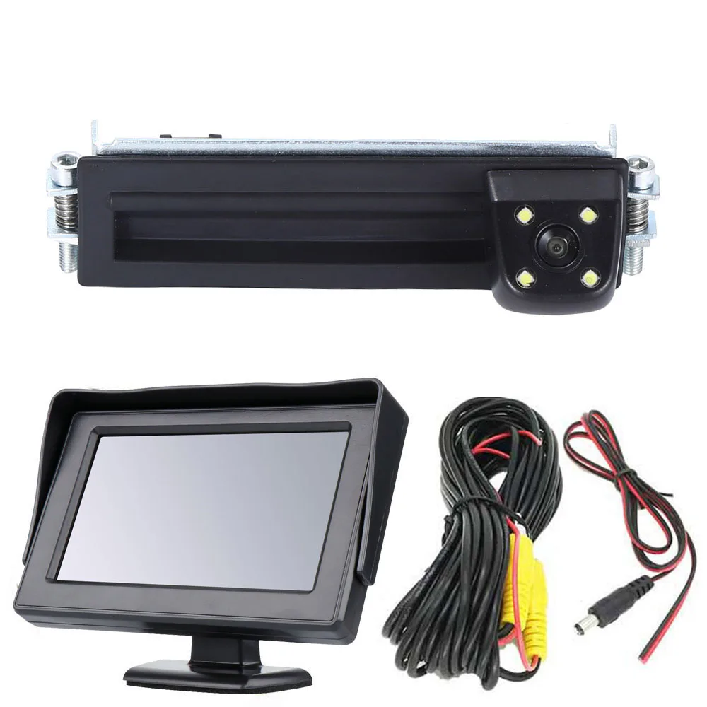 HD Maniglia del bagagliaio Telecamera retromarcia fotocamera posteriore visione notturna sistema Compatibile con V W Bora Variant Kombi/Golf4 MK4/ Touareg/Passat/Porsche Cayenne 9PA 955
