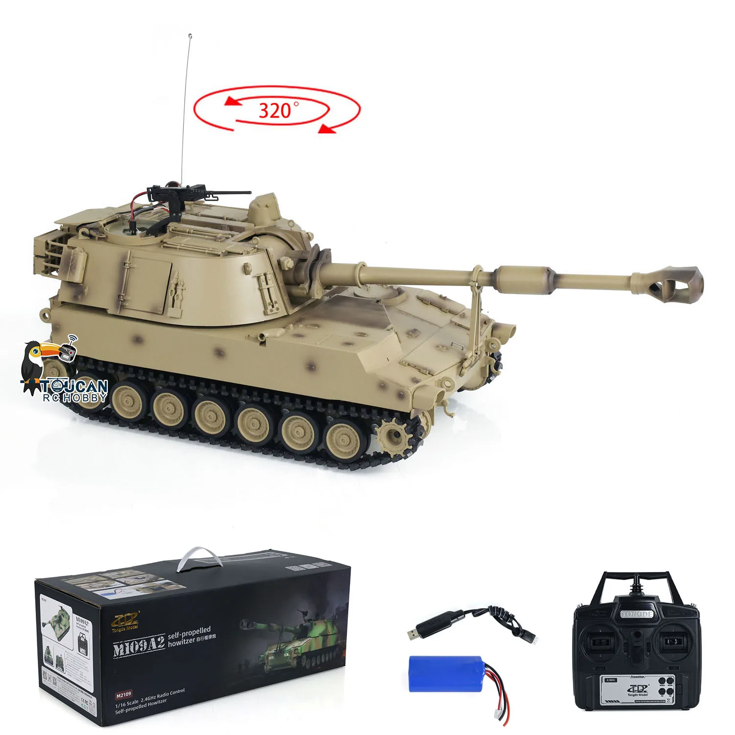 Toys 1/16 Tongde RC Tank M109A2 Self-propelled RTR Howitzer RTR Infrared BB Barrel Recoil Remote Control Panzer Vehicle TH24239 3