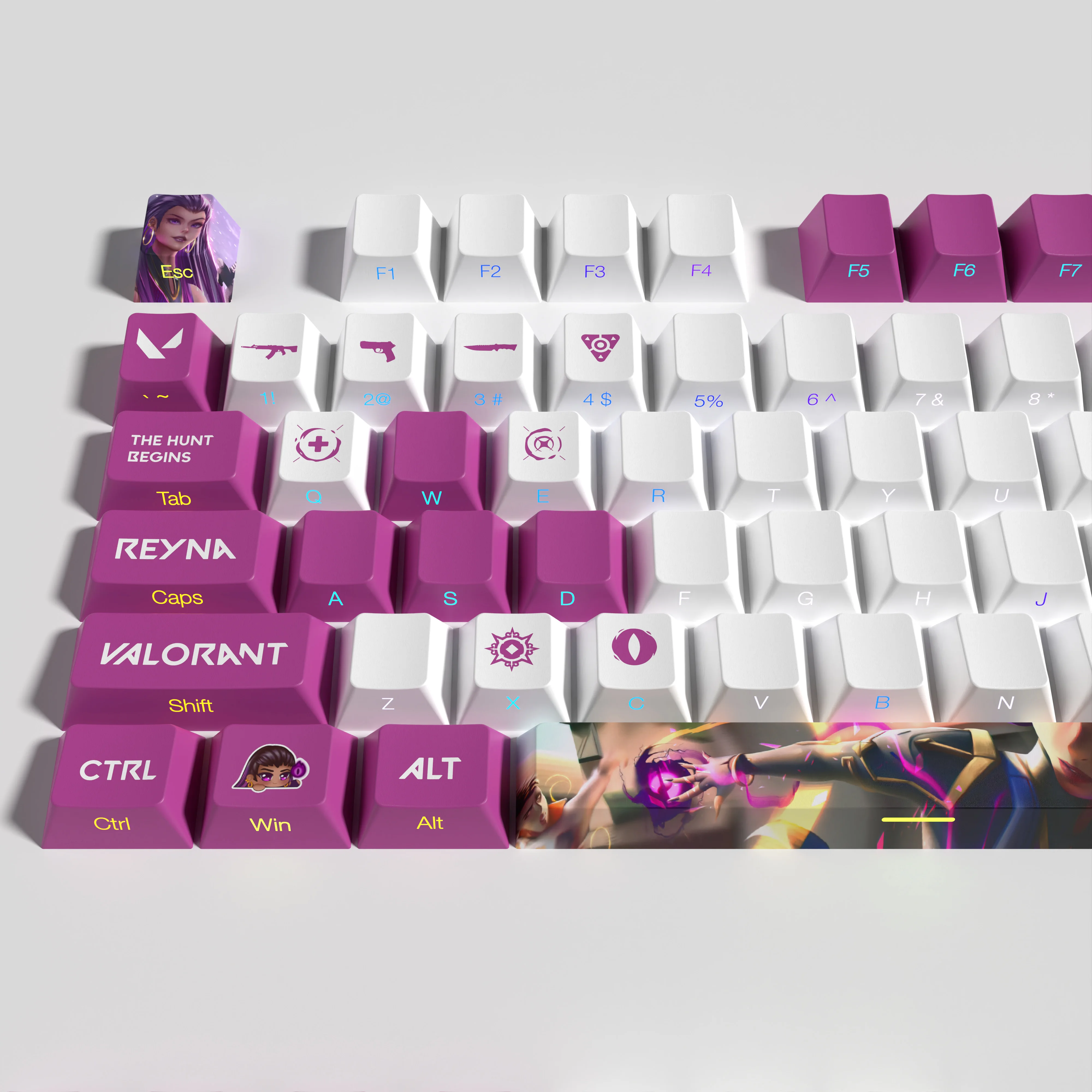 Valorant-valorant Lado Transparente Impressão Keycaps Pbt Dye Sub Conjunto Completo Perfil Cereja Keycaps Jogo - Imagem 2