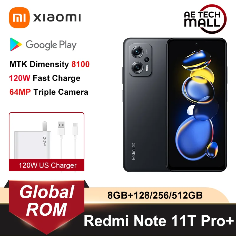 Global Rom Xiaomi Redmi Note 11T Pro Plus 5G 6.6 120W Fast Charge 4400mAh  Battery 2460x1080 Pixels Chinese Rom