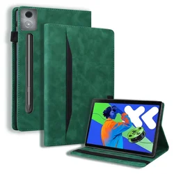 Luxury Flip PU Leather Wallet Tablet Case - 12.7 Inch Cover for Pad Pro 2025 TB373FU (Green)