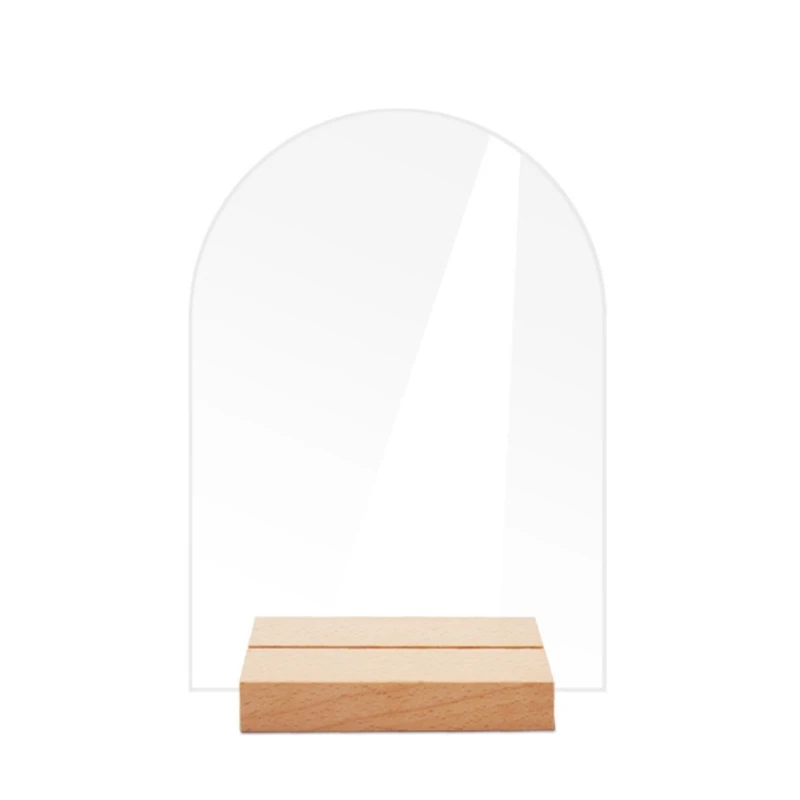 10pcs Acrylic Table Sign Holder with Wooden Base Blank Clear Wedding Sign Number Place Card Holder Display Stand for Bar