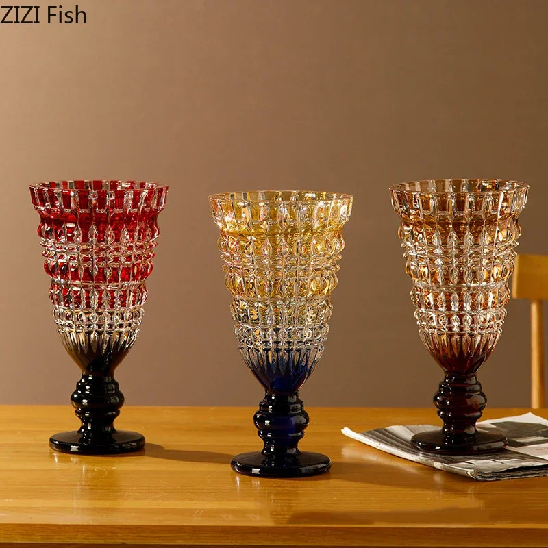 Goblet Shaped Transparent Glass Vase Desk Decoration Flower Arrangement Hydroponics Flower Pot Floral Vases Room Aesthetic Decor 5