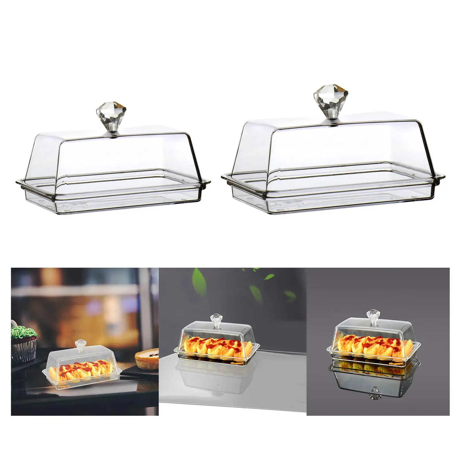 Clear Butter Dish with Cover Container Kitchen Accessories Dinnerware Butter Holder Cheese Server Storage Keeper Tray Butter Storage Box