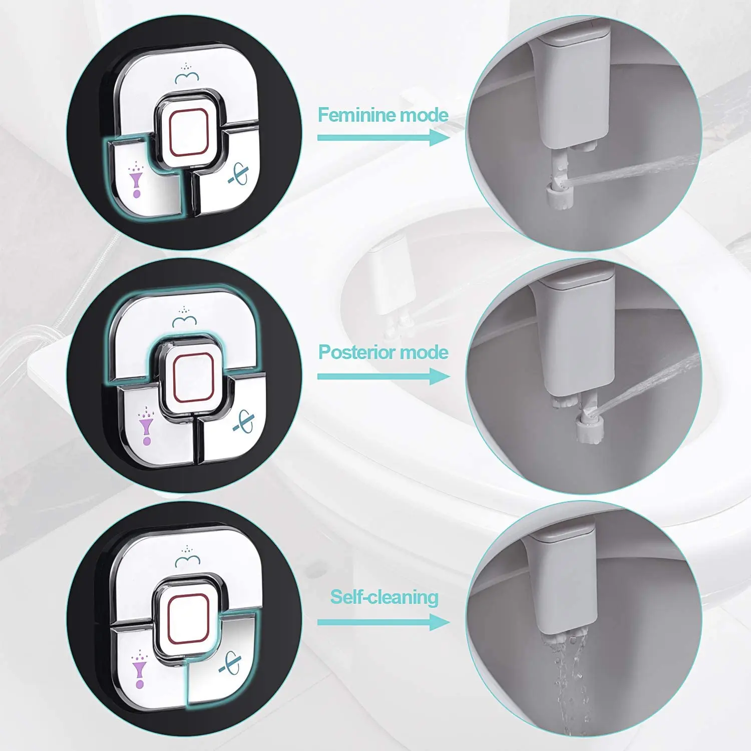 SAMODRA Bidet Attachment, Non-Electric Cold Water Bidet Toilet Seat Attachment with Pressure Controls, Retractable Self-Cleaning 2