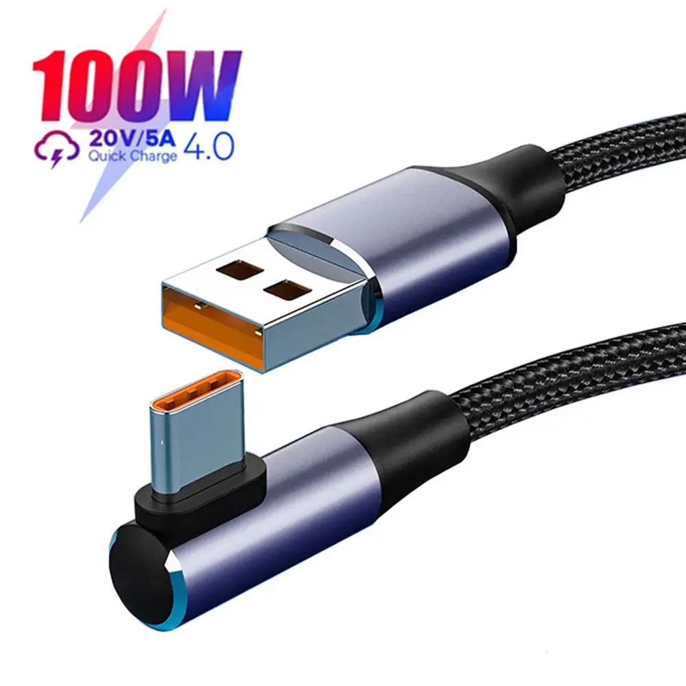 PD 고속 충전 라인 USB C에서 USB C 타입 케이블, 고속 충전 4.0 직각 와이어, 노트북 모바일용 90 도 데이터 케이블, 100W