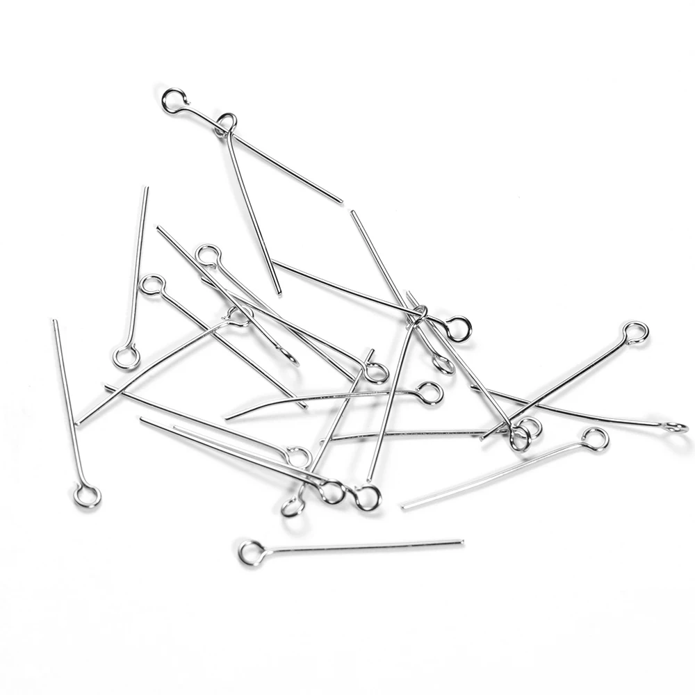 Eye Pins Hooks 0.6mm Stainless Steel 20/30mm 100Pcs For Handmade Crafts Jewelry Making
