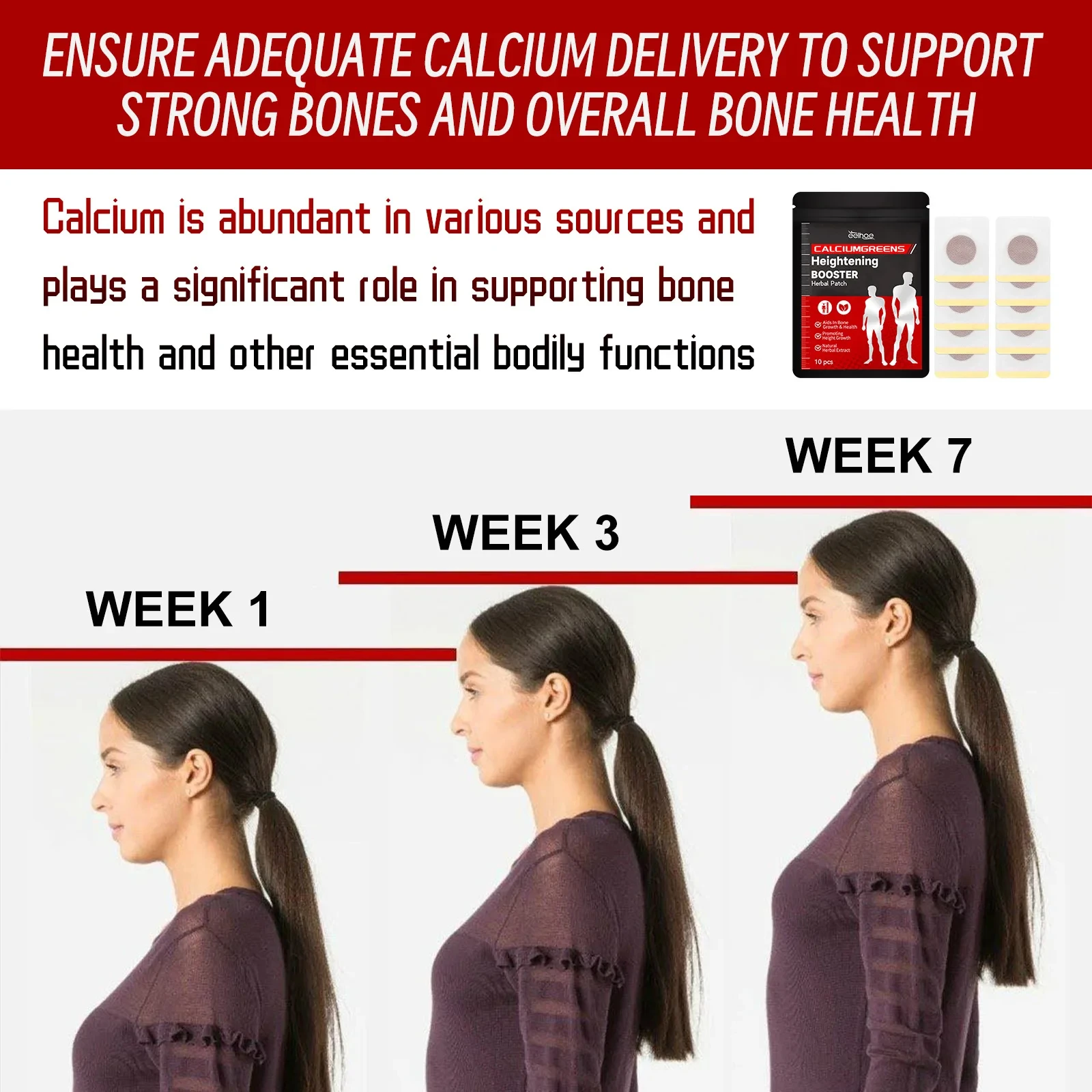 Height Increase Patch Acupoint Stimulation Improve Blood Circulation Multivitamin Supplement Grow Taller Patch for Adults Kids