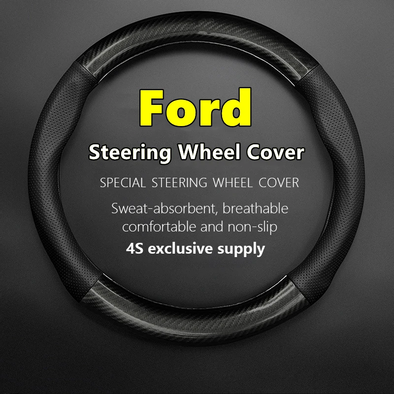 For Ford Car Steering Wheel Cover Carbon Fiber Napa Leather Fit Ranger