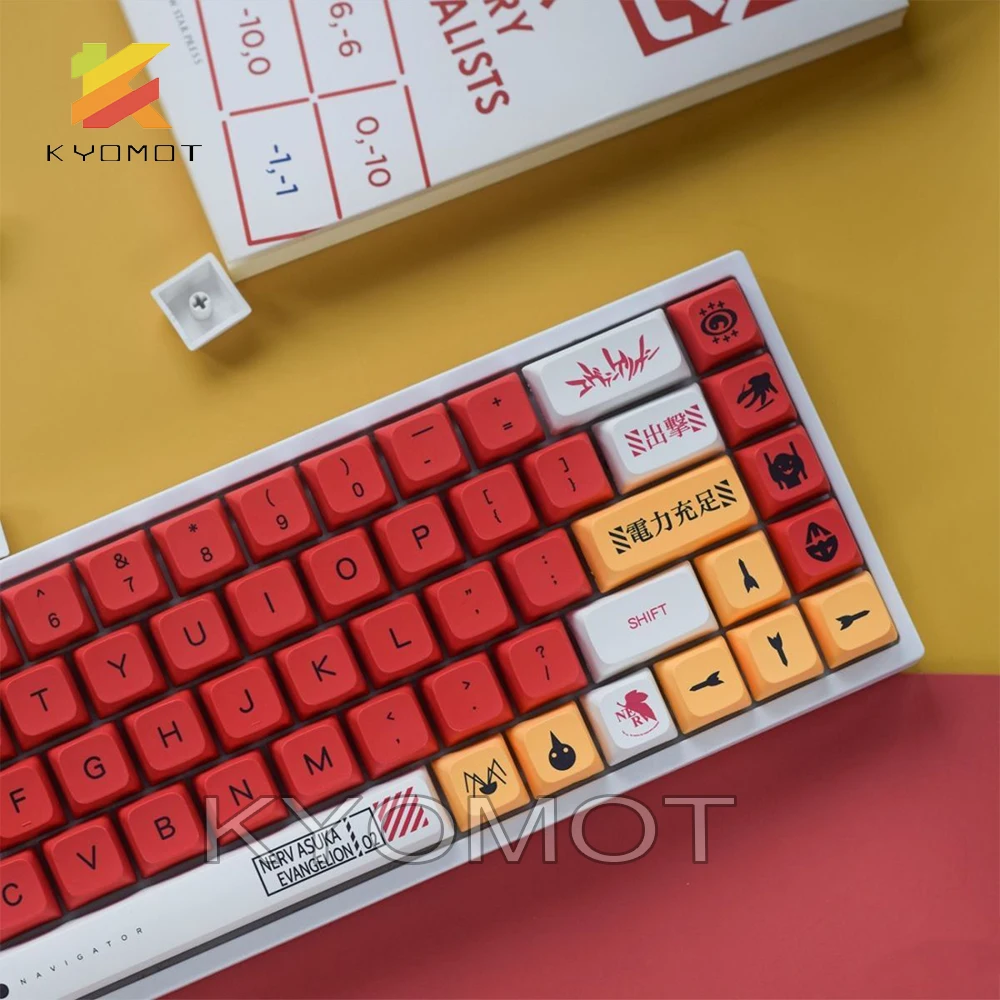 DucKey Evangelion Keycap Set, EVA PBT Dye-Sub DSA Profile Anime Keycap Para MX Switch Teclado Mecánico Para Jugar (Color : EVA-04, Size : DSA