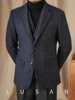 Mr. Lu San Gentry Dress Retro Commuter Business Herringbone Wool Suit Colorful Flower Point Warm Slim Fit Suit Trendy Men 1