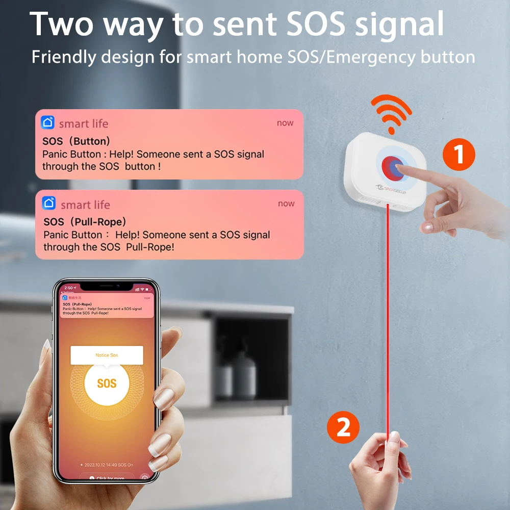 TUYA WiFi SOS 패닉 버튼 무선 SOS 비상 경보 홈 도난 경보 센서