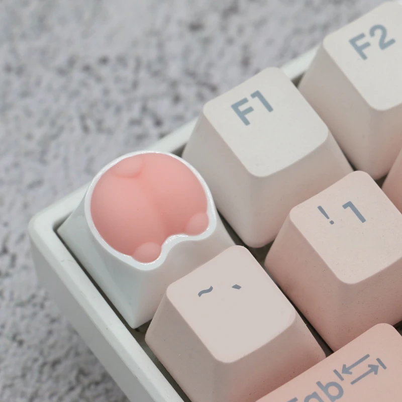 Zifriend Gato Bonito Pata Keycaps para Teclado Mecânico Cherry mx Switch Faça Você Mesmo Custom Key Cap Keycup Abs Macio Cor Rosa Artesão 60 Perfil Oem Chaveiro de Gato Fofo Confortável e Descompressivo - Imagem 2
