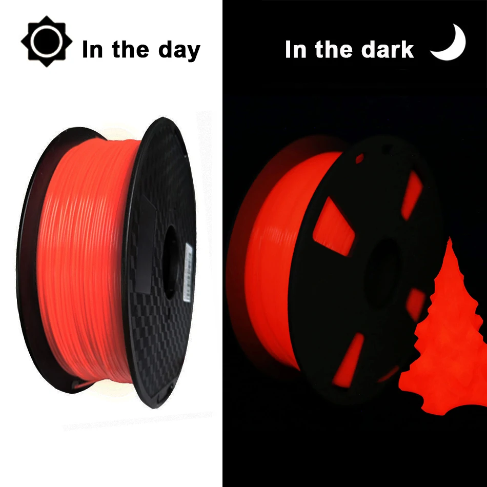 3d printer filaments 1.75mm 3D PLA luminous 250g 500g rainbow noctilucent red blue vacuum packaging