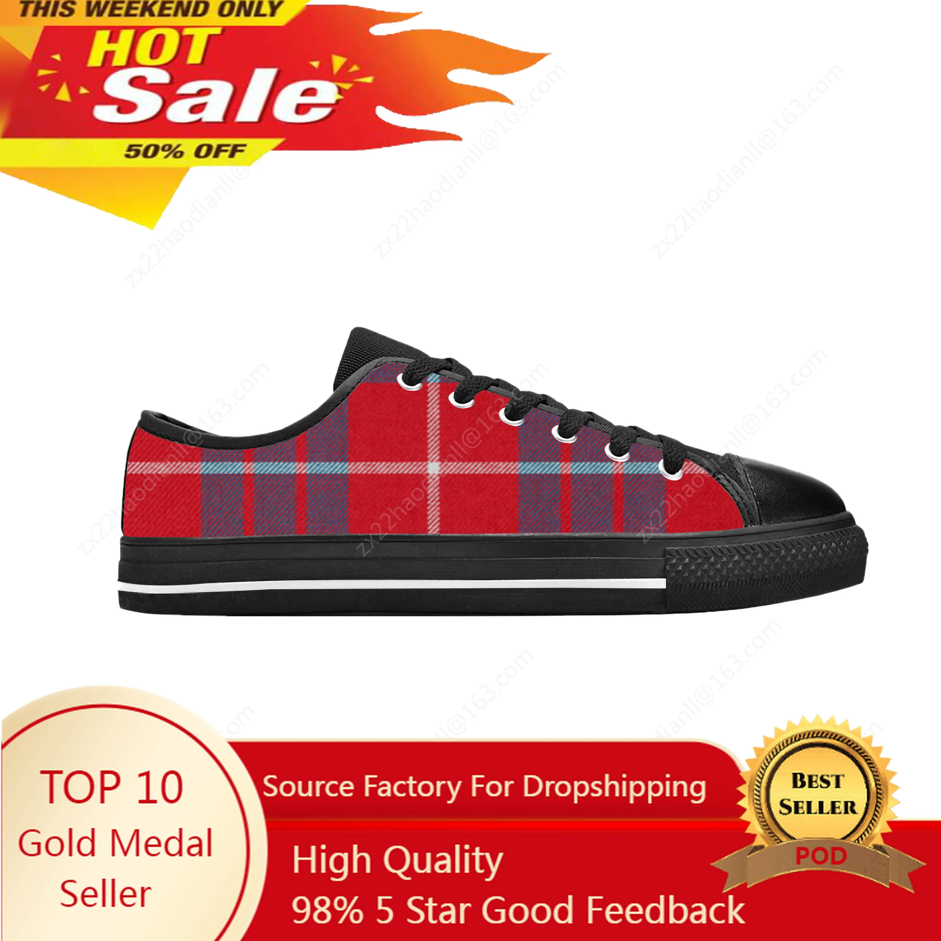 

Hamilton Scottish Stewart Clan Tartan Plaid Modern Casual Cloth Shoes Low Top Comfortable Breathable 3D Print Men Women Sneakers