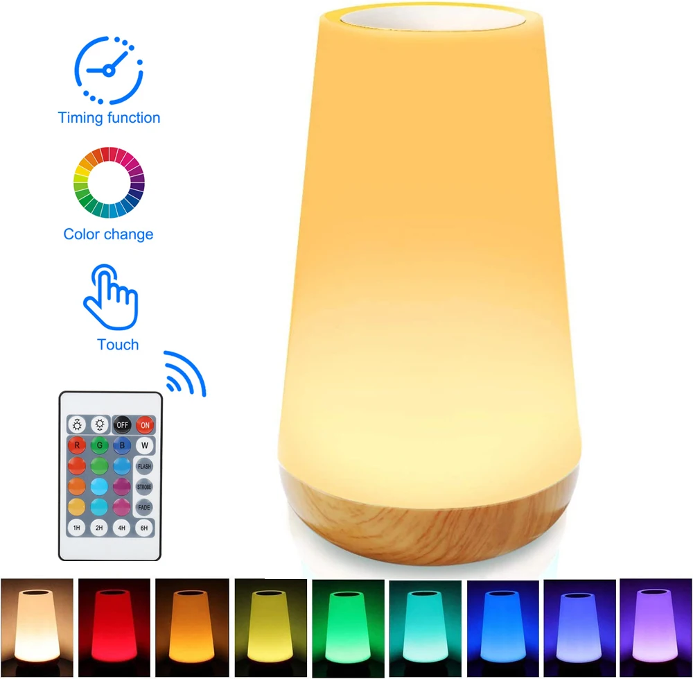 New Touch Lamp Portable Table Sensor Control Bedside Lamps USB Charging 13 Color Changing RGB Night Light for Bedroom Office
