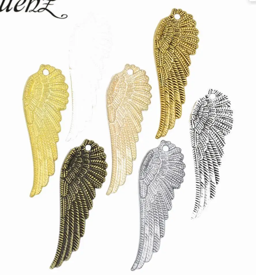 20pcs/lot 51*18mm  Wholesale Metal Mini Angel Wings Charms Pendants Jewelry Making F0385