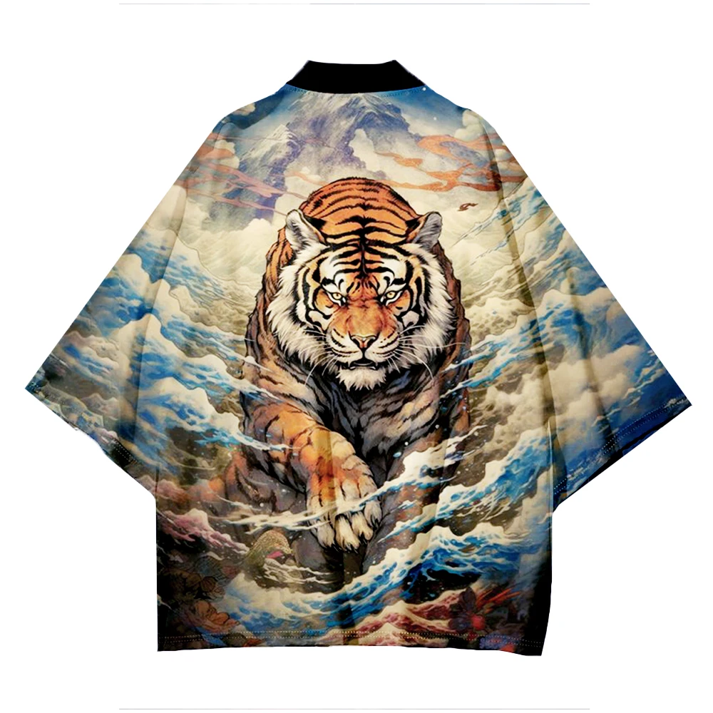 Japanese Classic Tiger Graphic Women Kimono Asian Clothes Kimonos Men's Cardigan Japan Unisex Fashion Haori Yukata New