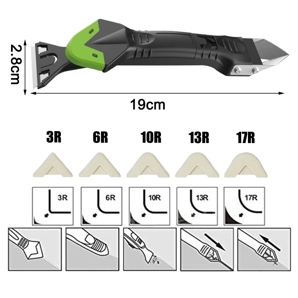5 In 1 Silicone Remover Sealant Multifunctional Grout Scraper Kit Floor Corner Squeegee Kitchen Bathroom Window Caulking Tool cleaning scraper scraper tool set silicone scraper scraper tool kit scraper tool silicone sealant tool silicone caulking set