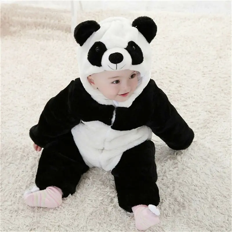 Baby Autumn Winter Clothes Climbing Romper Overalls Jumpsuit Baby Boy Girl Cute Panda Animal Costume Warm Clothes